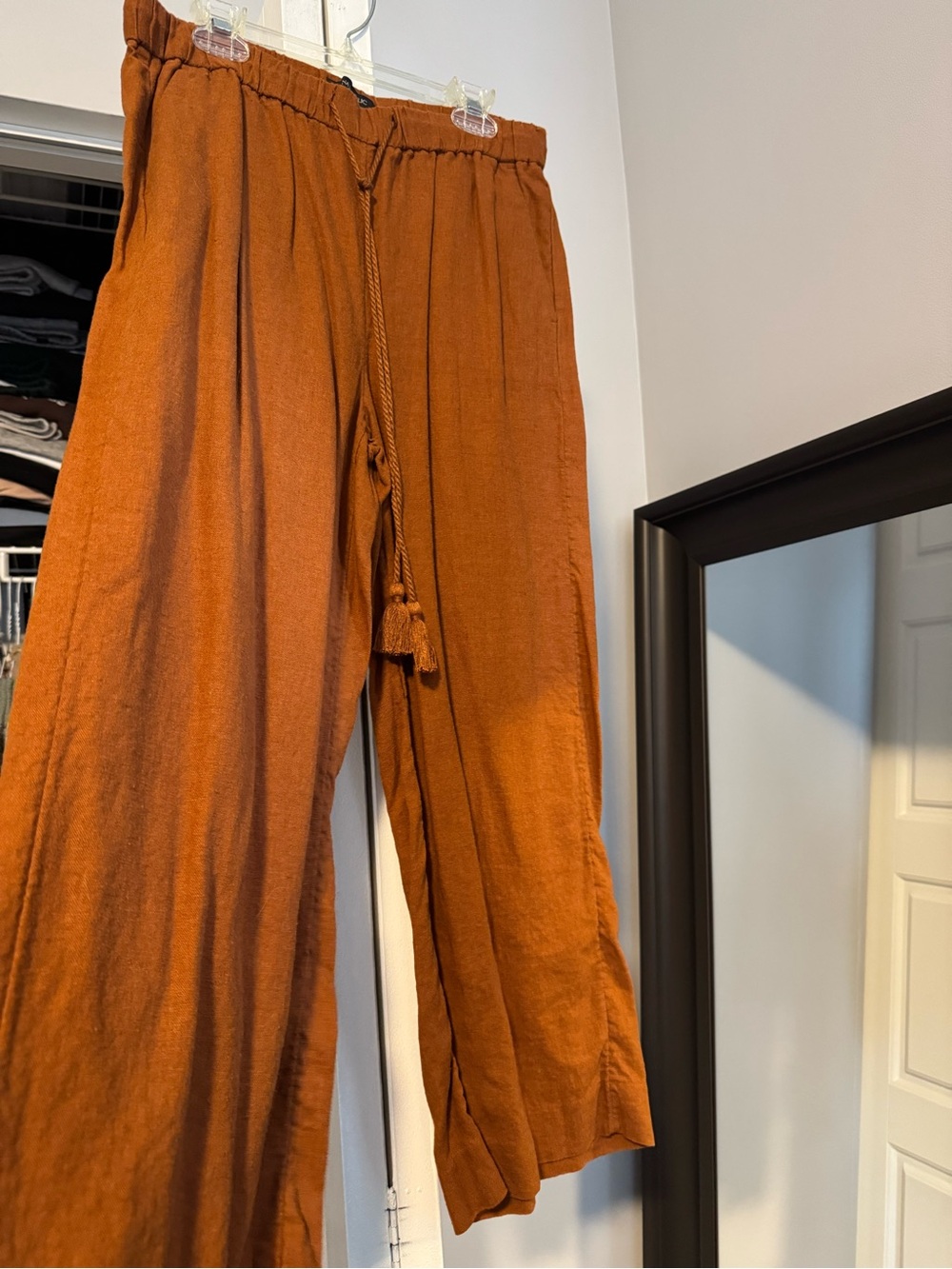 Banana Republic Rust Orange Elastic Waist Linen Pants